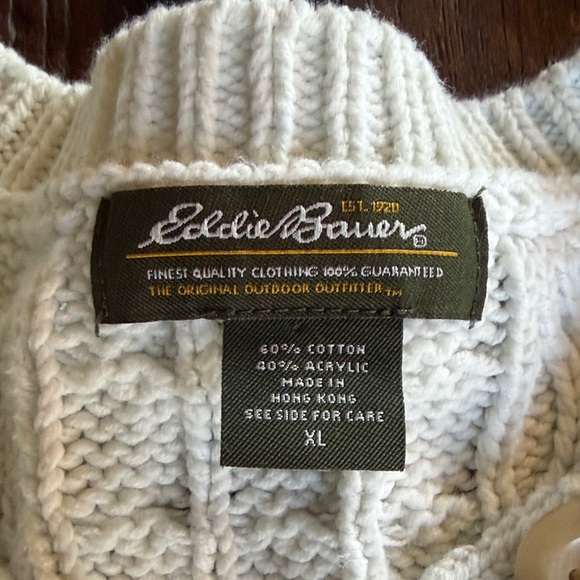 Eddie Bauer Cream Cable Knit Cardigan - Picture 2 of 4